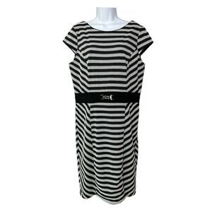 White House Black Market Women’s 14 Cap Sleeve Striped Midi Sheath Dress